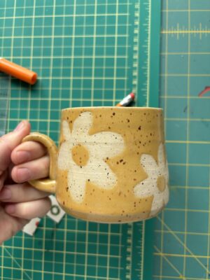 Ochre Mug with Flowers